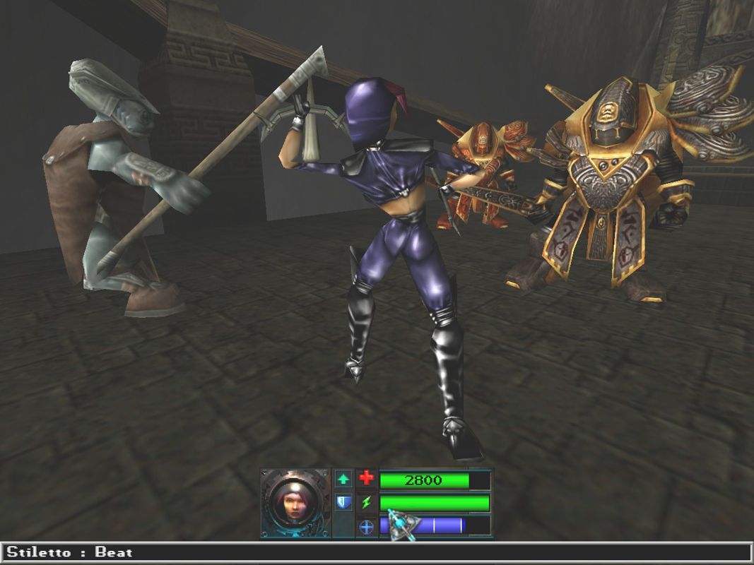 Anachronox (Windows) screenshot: Our heroes ultimately assist the Vigil in a battle against the Korethorian Dark Servants responsible for the whole mess