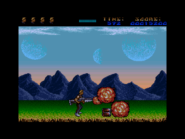 A.M.C.: Astro Marine Corps (Amiga) screenshot: Blasting