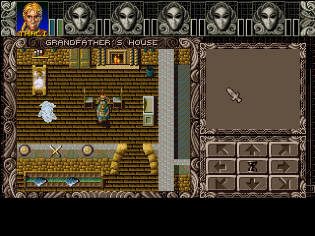 Ambermoon (Amiga) screenshot: Grandfather's House... the place where the quest starts.