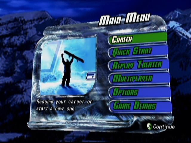 Amped: Freestyle Snowboarding (Xbox) screenshot: Main Menu