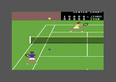 On-Court Tennis (Commodore 64) screenshot: Time for a smash, methinks