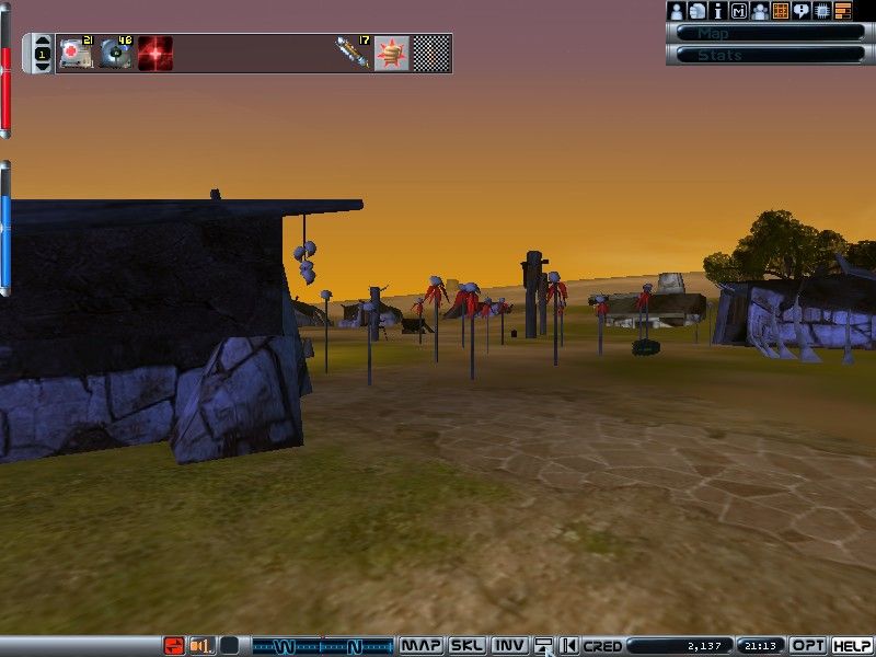 Anarchy Online (Windows) screenshot: ... or admiring sunsets in the less populated regions.