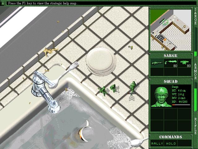 Army Men II (Windows) screenshot: all around the sink