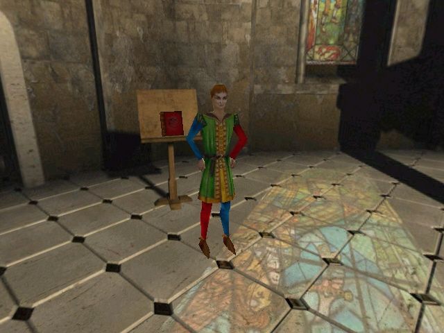 Arthur's Knights II: The Secret of Merlin (Windows) screenshot: Choose the white book for the Christian (Paladin) game, or the red one for the Celtic version