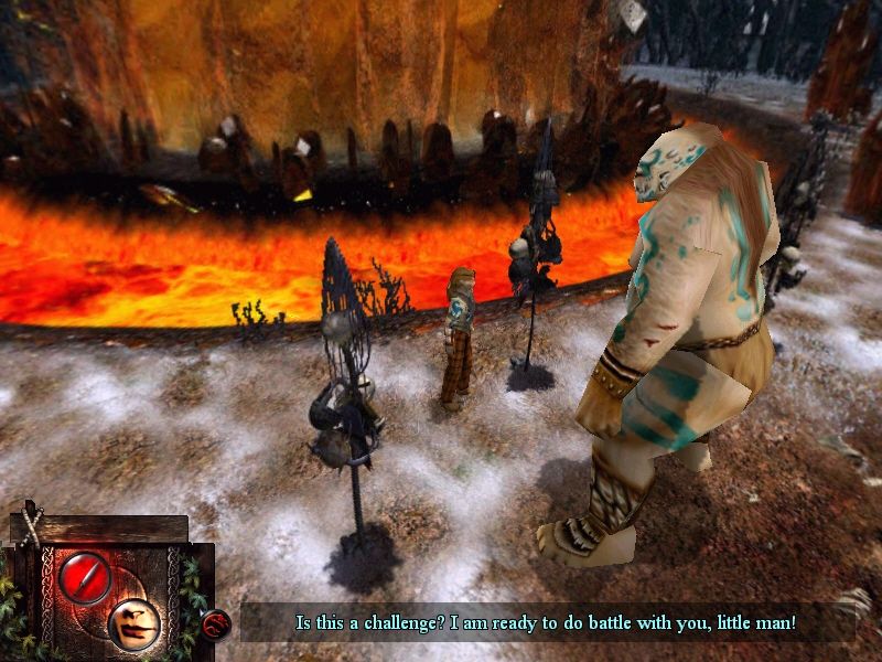 Arthur's Knights: Tales of Chivalry (Windows) screenshot: You shouldn't kill this Giant. There are other ways to defeat him.