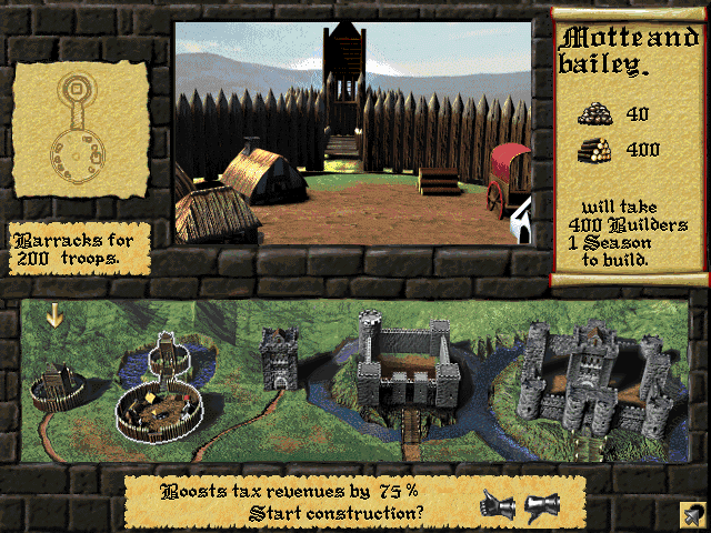 Lords of the Realm II (Windows) screenshot: Building a castle.