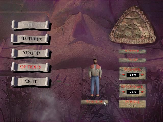 Ark of Time (DOS) screenshot: Options menu