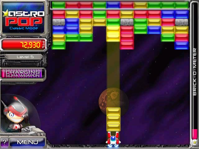 AstroPop Deluxe (Windows) screenshot: Collecting bricks for a combo