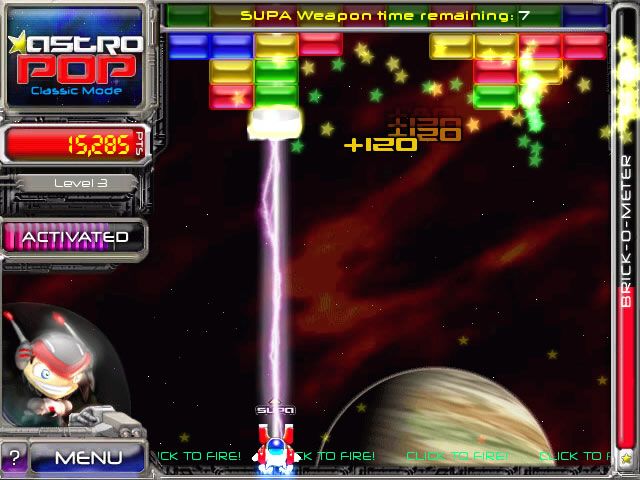 AstroPop Deluxe (Windows) screenshot: Vector's supa weapon deployed