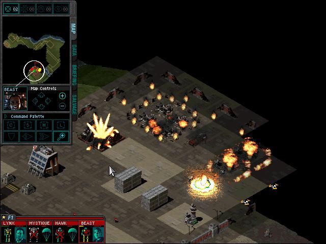 Mech Commander (Windows) screenshot: Artillery Strike Aftermath