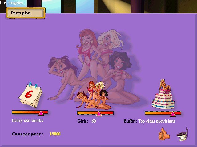 Lula: The Sexy Empire (Windows) screenshot: Party plan