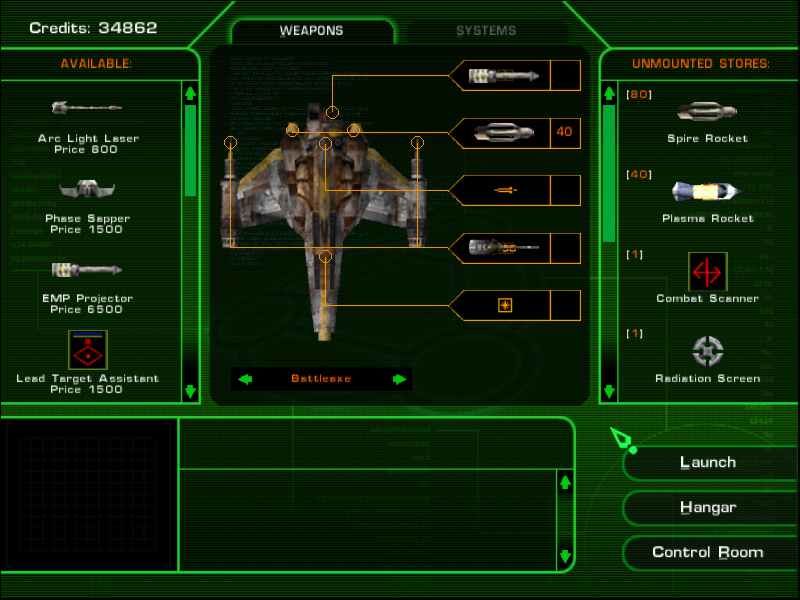 Tachyon: The Fringe (Windows) screenshot: Configuring a Battleaxe