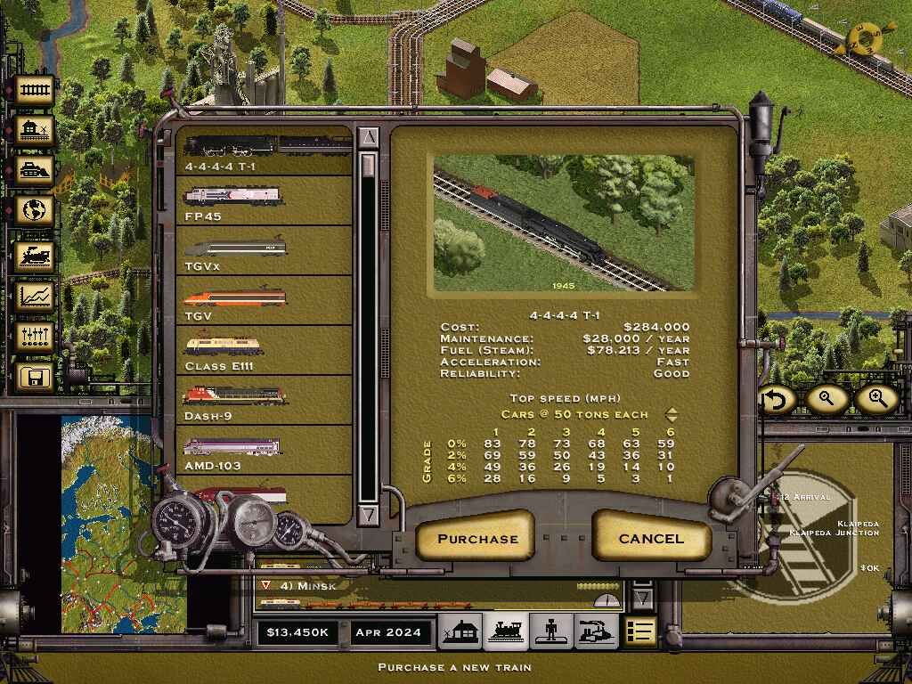 Railroad Tycoon II: The Second Century (Windows) screenshot: New Train