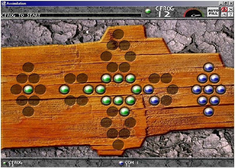 Assimilation (Windows) screenshot: A small two player board.