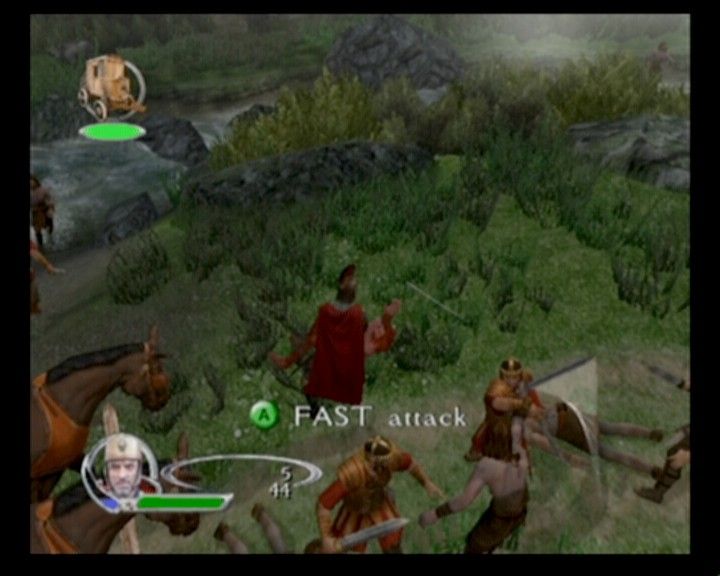 King Arthur (GameCube) screenshot: Usually, you'll have allies that will lend you a hand in battle, but enemy forces will always overwhelm you.