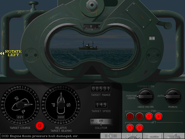 Silent Hunter (DOS) screenshot: Torpedos running on target.