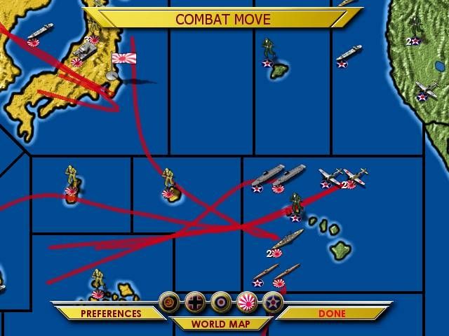 Axis & Allies (Windows) screenshot: combat move in the sea