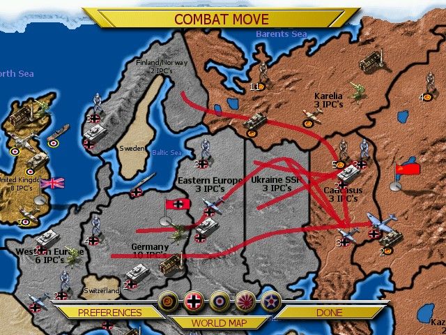 Axis & Allies: Iron Blitz (Windows) screenshot: The combat movement phase