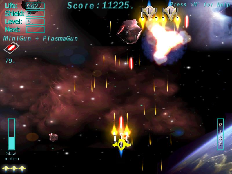 Back to Earth (Windows) screenshot: New type of enemy ships attacking you.