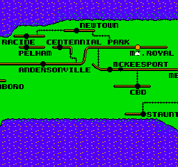 Superman (NES) screenshot: Map of Metropolis and the surrounding area