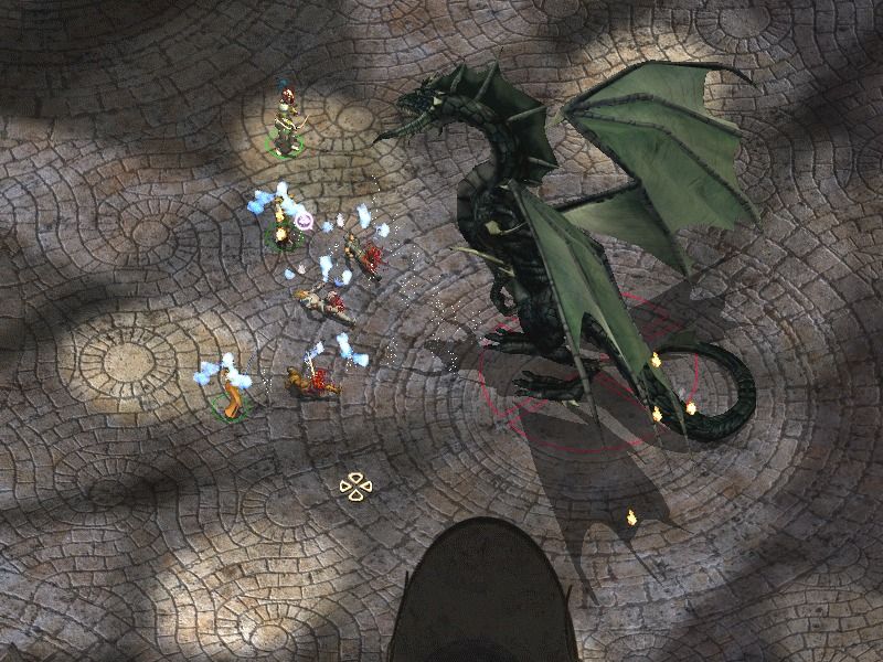 Baldur's Gate II: Shadows of Amn (Windows) screenshot: Wow, this dragon's big -- and *really* fierce.