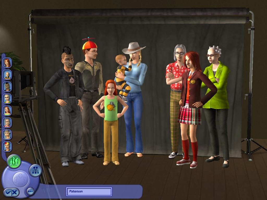The Sims 2 (Windows) screenshot: Ah, my brand new, dysfunctional family, named after me.