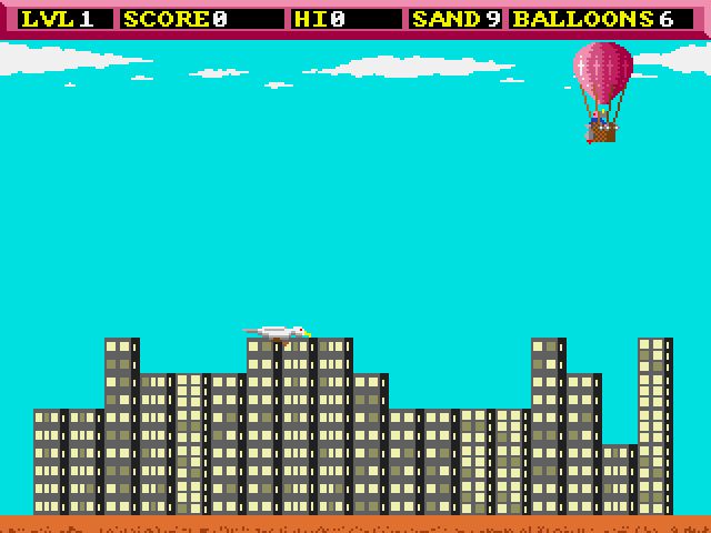 Balloonacy (Amiga) screenshot: Start of at top of screen