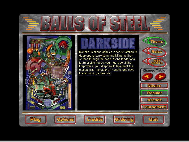 Balls of Steel (Windows) screenshot: Main menu
