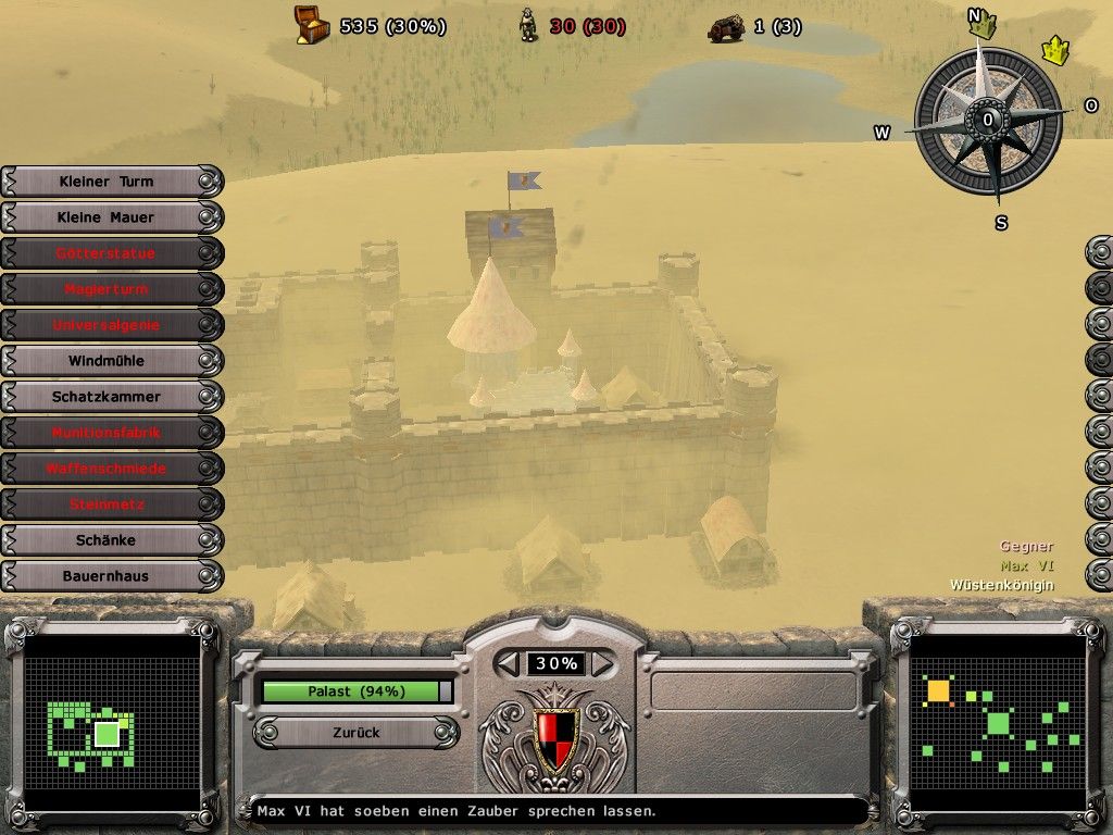 Ballerburg: Castle Siege (Windows) screenshot: A sandstorm blurs our sight...