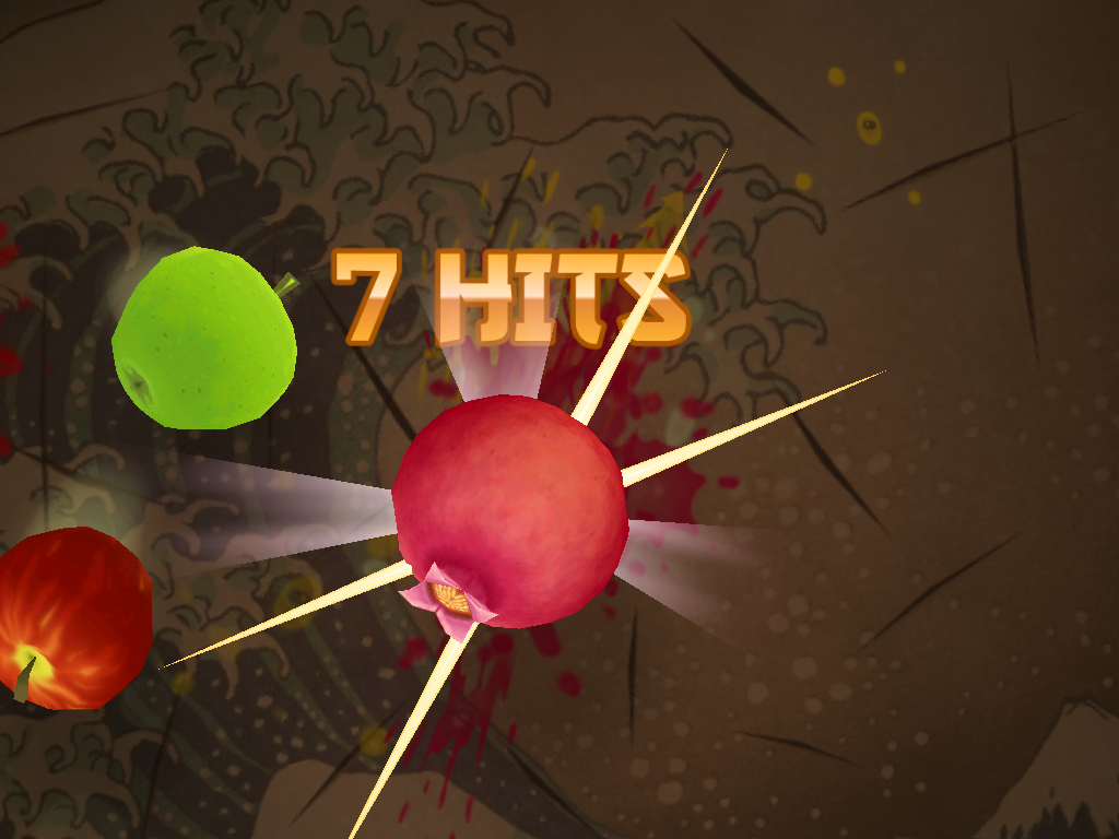 Fruit Ninja (iPad) screenshot: Pomegranate takes a lot of hits