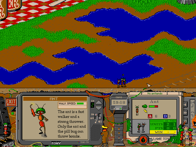 Battle Bugs (DOS) screenshot: First Battle - Learning the basics of combat