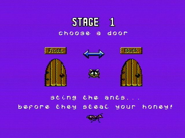 Bee 52 (NES) screenshot: Would you like to go out the front door or the back door?