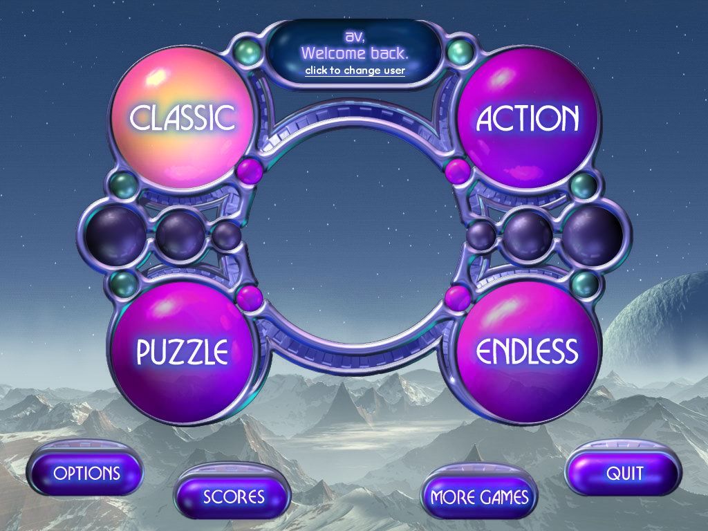 Bejeweled 2: Deluxe (Windows) screenshot: Main menu