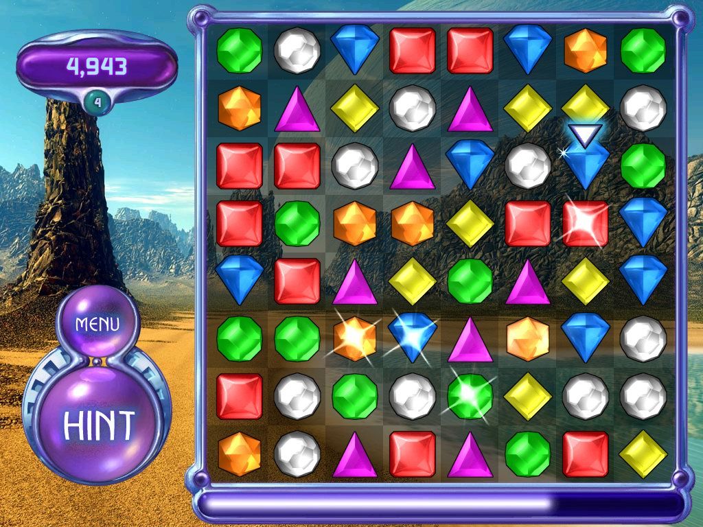 Bejeweled 2: Deluxe (Windows) screenshot: If you're stuck, the game will offer you a hint