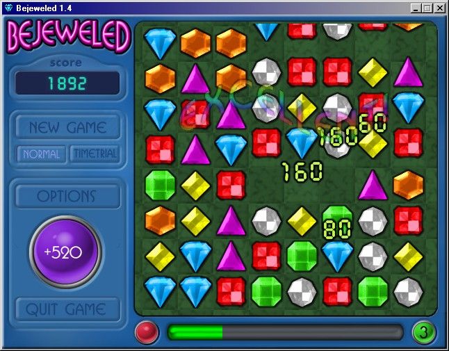 Bejeweled: Deluxe (Windows) screenshot: Score enough with one move and the announcer gives you an "Excellent"