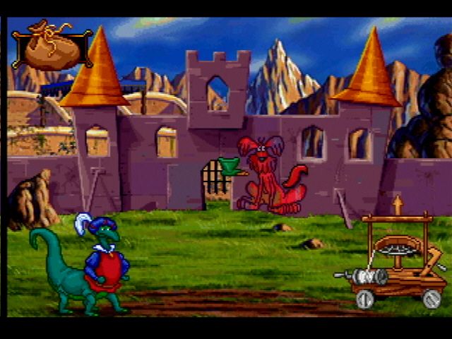 Blazing Dragons (PlayStation) screenshot: Cat-a-Pult