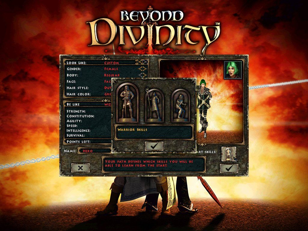 Beyond Divinity (Windows) screenshot: Setting up your character. The Death Knight is handled in a similar fashion