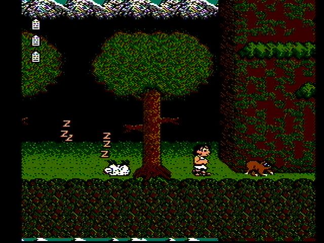 Bible Adventures (NES) screenshot: David needs to round up his sheep (there is one sleeping here...)