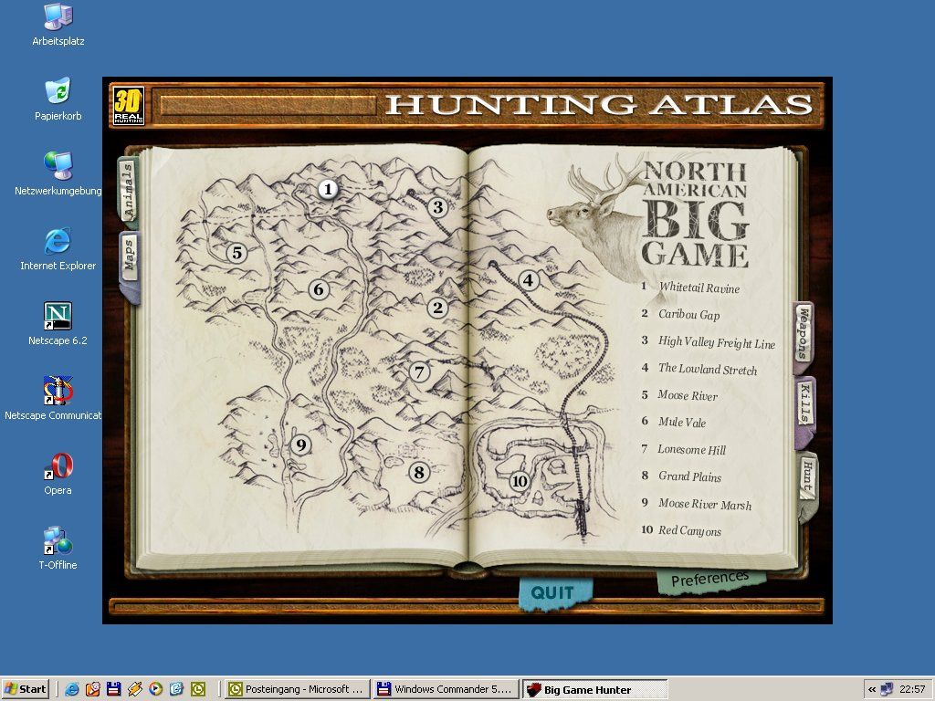 Big Game Trophy Hunter (Windows) screenshot: Hunting areas