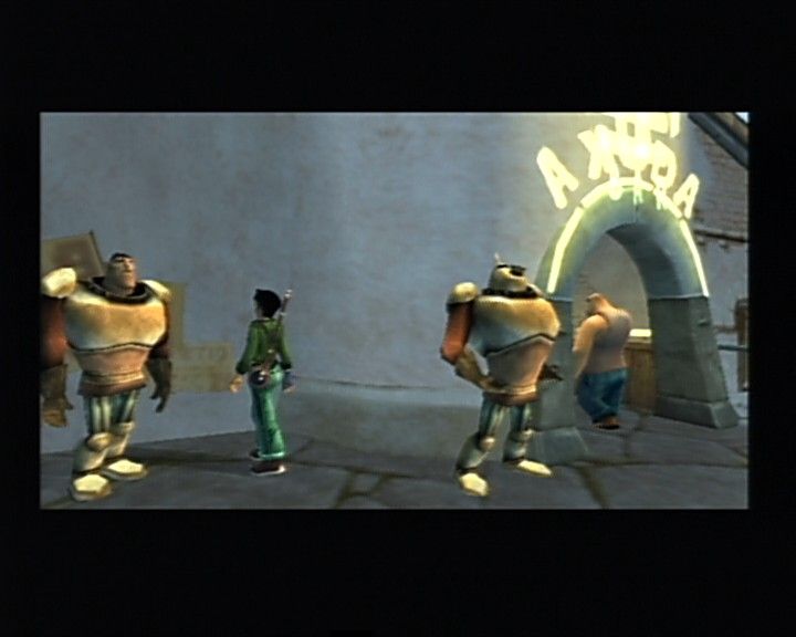 Beyond Good & Evil (PlayStation 2) screenshot: Akuda bar, a place where secret rebel hideout lies.