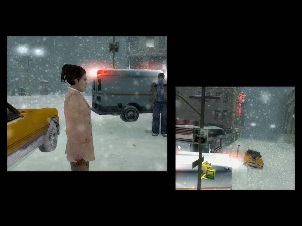 Indigo Prophecy (Windows) screenshot: Carla and Tyler arrive at the crime scene
