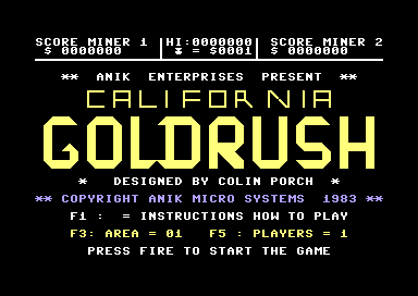 California Goldrush (Commodore 64) screenshot: Title