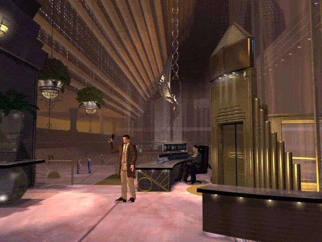 Blade Runner (Windows) screenshot: the lobby of Tyrell corporation