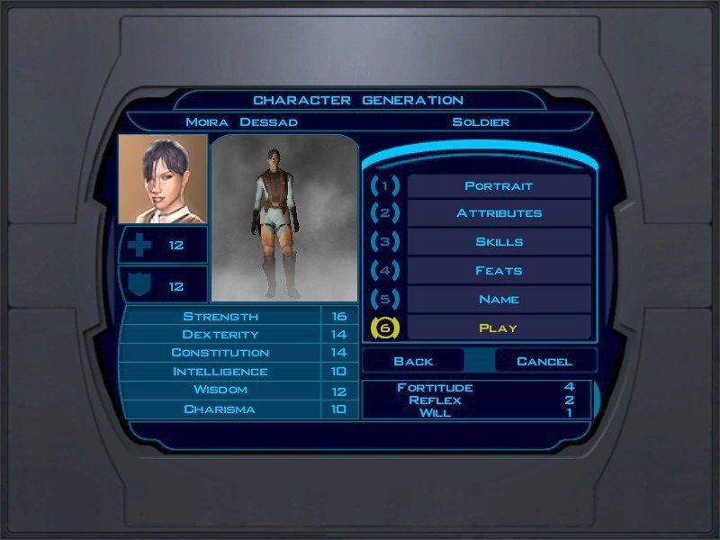 Star Wars: Knights of the Old Republic (Windows) screenshot: Designing a new character