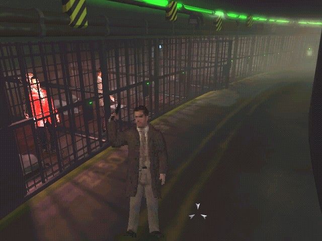 Blade Runner (Windows) screenshot: You don't have to blow away everybody who breaks the law. Here, McCoy gloats over a jail full of replicant sympathesizers he helped bust.