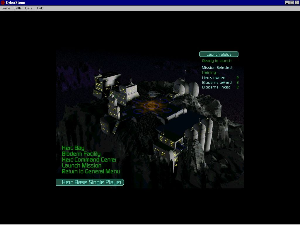 MissionForce: CyberStorm (Windows) screenshot: HERC base menu
