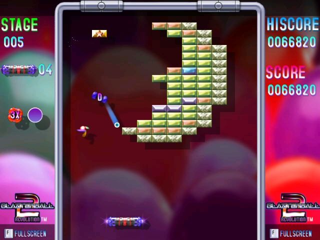 Blasterball 2: Revolution (Windows) screenshot: The brick with the star will lead into a secret level