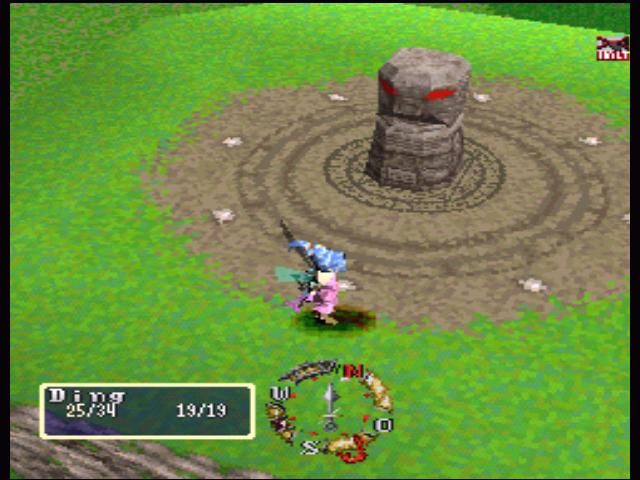 Blaze & Blade: Eternal Quest (Windows) screenshot: On the top of the hill there is a strange head