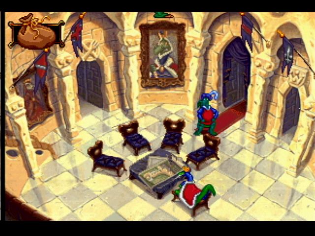 Blazing Dragons (PlayStation) screenshot: King All-Fire and the Square Table