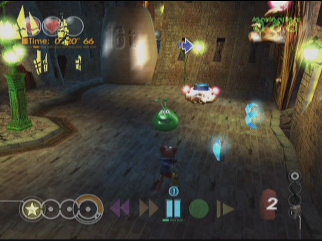 Blinx: The Time Sweeper (Xbox) screenshot: Time Monsters are created when crystals sit for too long. This is the consequence to what the Tom-Tom Gang has done.